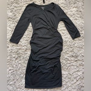 SOLD Isabel Maternity Black Midi Dress Size Medium 3/4 Sleeve